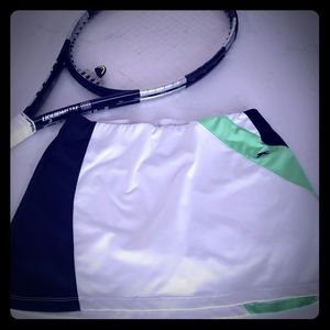 TENNIS skirt S white with green and black detail